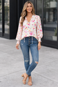 Clover Cakewalk Floral Smocked Blouse