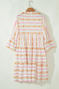 Winnie Bracelet Sleeve Slit Neck Ruffled Loose Dress