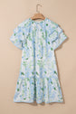 Madalyn Floral Contrast Edge Layered Short Sleeve Mini Dress