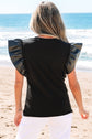 Macy Leather Ruffle Sleeve Blouse