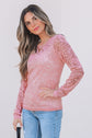 Amanda Floral Lace Sheer Long Sleeve Top