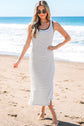 Hana Stripe Criss Cross Slim Fit Midi Dress