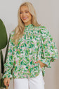 Milena Sleeve Shirred Mock Blouse