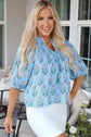 Kinley Floral Shirred Yoke Split Neck Blouse