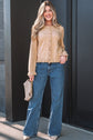 Yamileth Oatmeal Ruffle Trim Sweater