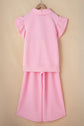 Kallie Ruffled Sleeve Zipped Top and Wide Leg Pants Set