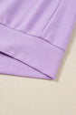 Purple Stripe Patchwork Buttoned Drop Shoulder Plus Size Pullover