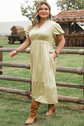 Leia Plus Size Notched V Neck Maxi Dress
