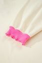 Pink Stripe Contrast Polo Collar Drop Shoulder Patchwork Plus Size Pullover