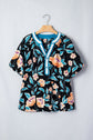 Ila Bubble Sleeve Notched Blouse