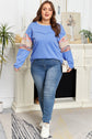 Khaki Exposed Seam Floral Mixed Patchwork Relaxed Plus Size Top