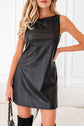 Emelia Leather Sleeveless Mini Dress