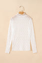 Ruth Sheer Mesh Patterned Lettuce Trim Top