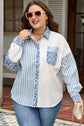 Livia Striped Patchwork Casual PLUS Shirt