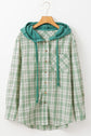 Ariella Checkered Loose Fit Buttoned Hooded Shacket