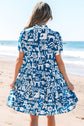 Halle Ricrac Trim Split Neck Floral Loose Dress