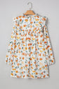 Katherine Floral Tie Neck Frilled Long Sleeve Dress