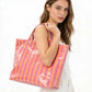 Large Striped Vinyl Tote Bag