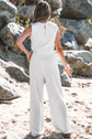 Addilyn Crew Neck Drawstring High Waist Sleeveless Jumpsuit