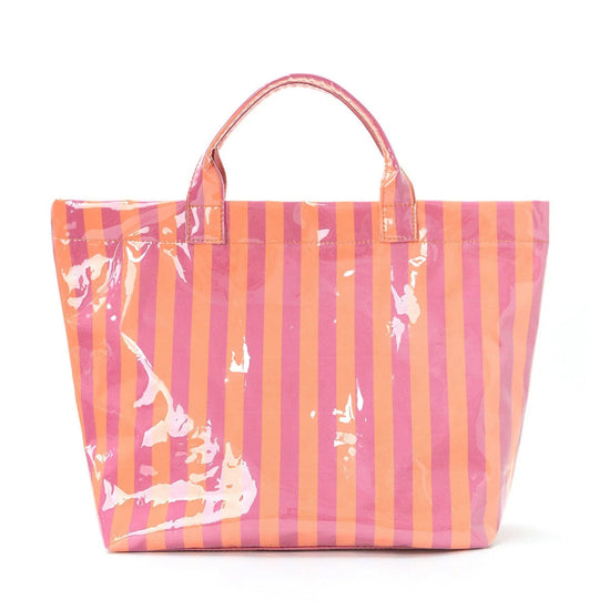 Large Striped Vinyl Tote Bag