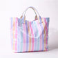 Large Striped Vinyl Tote Bag