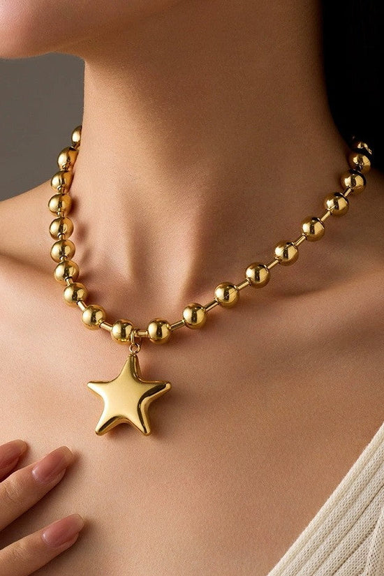 Puffy Star Chunky Chain Statement Necklace