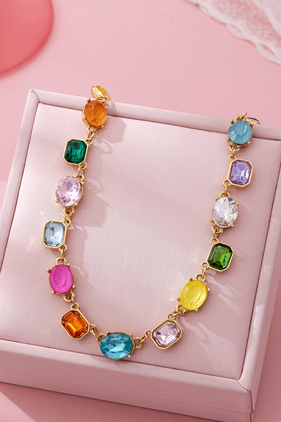 Multicolor Gemstone Link Necklace