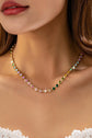 Rainbow Bezel-Set Gemstone Tennis Necklace