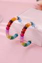 Multi-Color Beaded Hoop Earrings