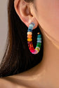 Multi-Color Beaded Hoop Earrings
