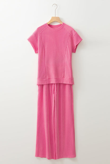 Leilany Corded Knit Short Sleeve Set