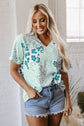 Azalea Print Short Sleeve Blouse