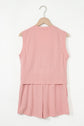 Linda Ribbed Button V Neck Set
