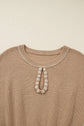 Zariah Embellished Keyhole Ribbed Sweater