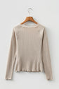 Pearl Sleeve Ribbed top Long Sleeve Top