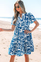 Halle Ricrac Trim Split Neck Floral Loose Dress