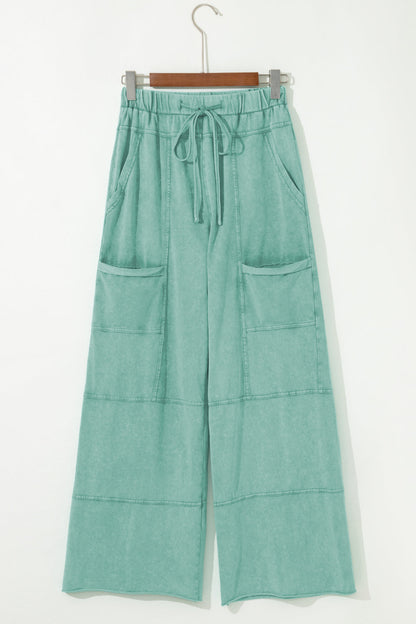 Brittany Mineral Wash Exposed Seam Drawstring Cargo Pants
