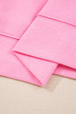 Pink Big Bow Lace Embroidered Dolman Sleeve Slit Plus Size Sweatshirt