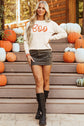 Boo Knitted Pattern Ribbed Edge Sweater