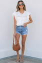 Alondra Lace Flutter Sleeve Eyelets Blouse