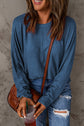 Gabriela Solid Color Patchwork Long Sleeve Top