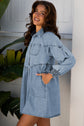 Molly Smocked Cuffs Flared Denim Shirt Mini Dress