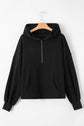 Kate Fleece Lined Half Zipper Kangaroo Pockets Loose Hoodie