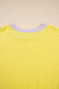 Yellow Striped Color Block Patchwork Crewneck Plus Size Pullover Sweatshirt