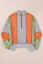 Lilah Block Stitching Half Zipper Sweatshirt