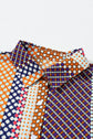 Brown Dot Print Long Sleeve Button Down Shift PLUS Shirt