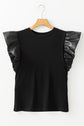Macy Leather Ruffle Sleeve Blouse