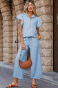 Kallie Ruffled Sleeve Zipped Top and Wide Leg Pants Set