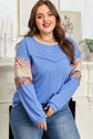 Khaki Exposed Seam Floral Mixed Patchwork Relaxed Plus Size Top