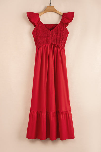 Ashlyn Flutter Sleeve Smocked Bodice Maxi Dress